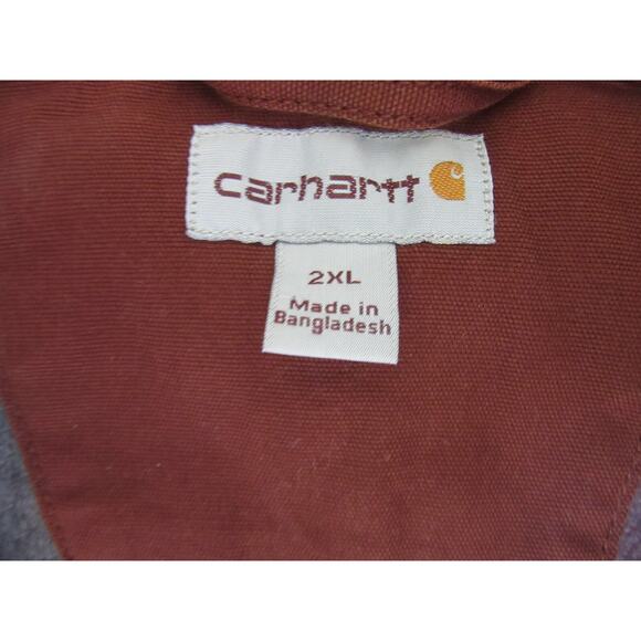 CARTHARTT Rust Flannel Lined 2XL Long Sleeve Snap Closure Pockets Collar Jacket - Picture 3 of 7